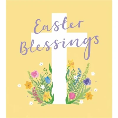 Image of Easter Cards Pack of 5 Religious Design Cross and Spring Flowers Made in the UK Eco Friendly