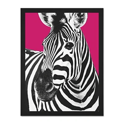 Image of Wee Blue Coo Close up Beasties Zebra Large Framed Art Print Wall Poster 18x24 inch