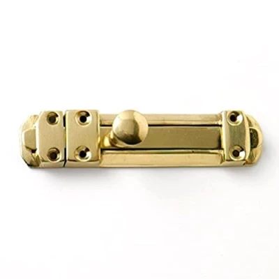 Image of Merriway BH02040 Heavy Duty Tower Bolt, 100mm (4 inch) Polished Solid Brass 100 mm