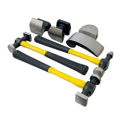 Image of Tooltime® 7pc Car Auto Body Dent Repair Panel Kit + Case Beaters Beating Fibreglass Hammer