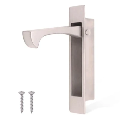 Image of EAI Edge Pull Handle for Pocket Door 90x18x14mm Satin Nickel Flush Mounted Doors, Sliding Doors or Cabinet
