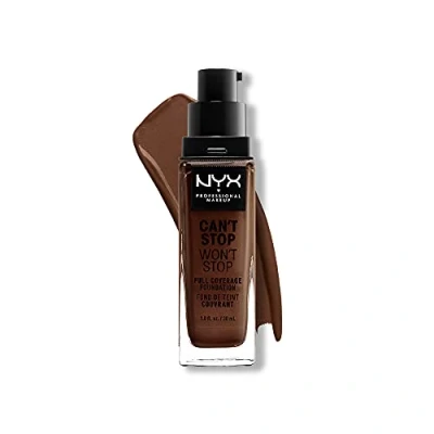 Image of NYX Professional Makeup Can&#039;t Stop Won&#039;t Full Coverage Foundation, Long Lasting, Waterproof, Vegan Formula, Matte Finish, Shade: Warm walnut