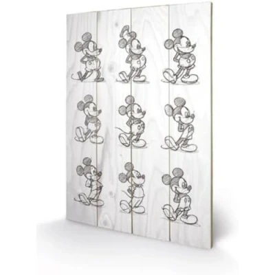 Image of Disney Junior Mickey Mouse Sketched Wood Print 40 x 59cm, Multi Colour, 59 1.3 cm