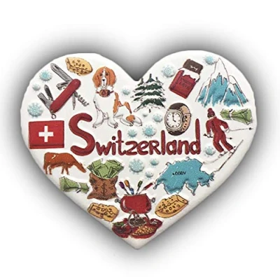 Image of 3D Switzerland Heart Shaped Refrigerator Magnet Tourist Souvenirs Resin Magnetic Stickers Fridge Home &amp; Kitchen Decoration from China (Switzerland)