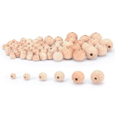 Image of Vaessen Creative 11006 090 Untreated Wooden Beads Set, 525 Pieces, Round for Crafts, DIY Handmade Decorations, Jewellery Wood, Piece