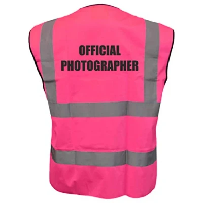Image of PINK Hi Vis Vest OFFICIAL PHOTOGRAPHER Waistcoat Safety XXX Large