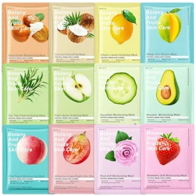 Image of 12 pcs Daily Care Face Sheet Mask,Hydrate,Moisturize,Soothe,masks beauty mask set,Hydrating &amp; Soothing Mask,for a lot of Skin Type,Multipack Masks Moisturizing Repairing