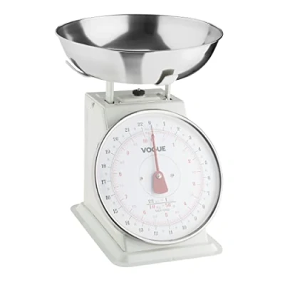 Image of Vogue 13332 Kitchen Scale Bowl Top 10kg/22lbs Grad. 50g/1oz, Silver
