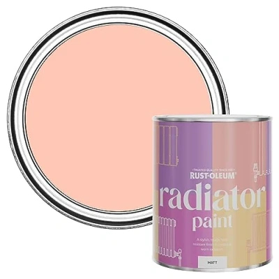 Image of Rust Oleum Peach Heat Resistant Radiator Paint in Matt Finish Happy As A Clam 750ML