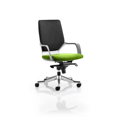 Image of Xenon Executive White Shell Medium Back Bespoke Colour Seat Myrrh Green
