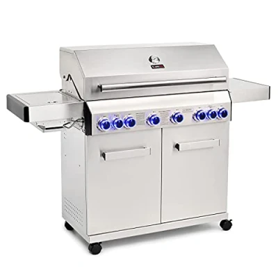 Image of CosmoGrill Outdoor Gas Barbecue 6+2 Platinum Stainless Steel Grill BBQ Garden