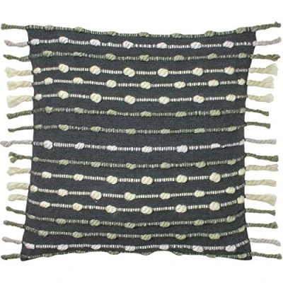 Image of furn. Dhadit Woven Tufted Striped Cushion Cover Dark Grey Cotton One Size