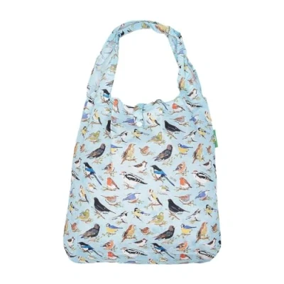 Image of ECO CHIC Lightweight Foldable Reusable Shopping Bag Water Resistant Tote (Wild Birds Blue)