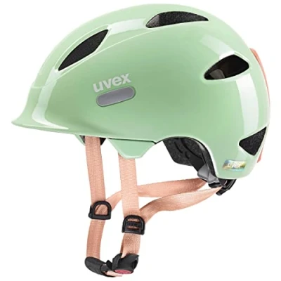 Image of uvex Oyo Lightweight Kids Bike Helmet for Children Individual Fit Upgradeable with an LED Light Mint peach 45 50 cm