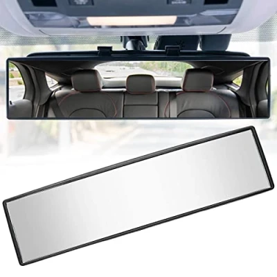 Image of AUTOXBERT Panoramic Rear View Mirror, 300MM Wide Angle Rearview Mirror 11.8IN Convex Interior Clip on Car HD Universal For Suv Trucks Vehicles