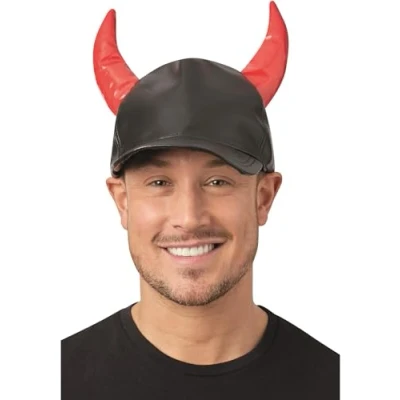 Image of Smiffys Devil Cap, with Horns, Halloween Fancy Dress Accessory, Up Hats