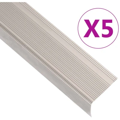 Image of vidaXL Stair Nosings in L shape 5 pcs Aluminium 90 cm Champagne