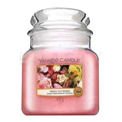 Image of Yankee Candle Scented Candle, Fresh Cut Roses Medium Jar Long Burning Candles: up to 75 Hours, Gifts for Women