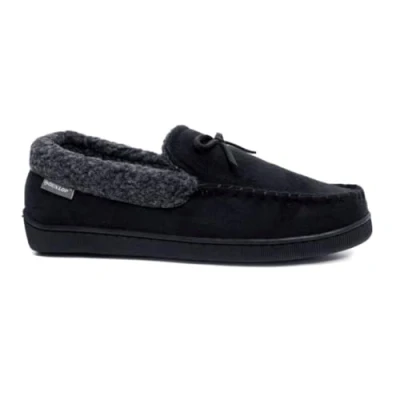 Image of DUNLOP Mens Slippers New Moccasins Faux Sheepskin Fur Cosy with Memory Foam Indoor Outdoor (Black, UK Footwear Size System, Adult, Men, Numeric, Medium, 10)