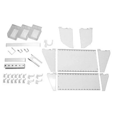 Image of Wall Control Slotted Tool Board Workstation Accessory Kit Pegboard and White