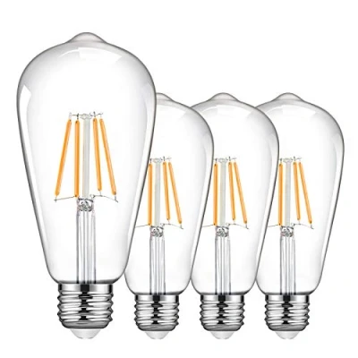 Image of TopLeder LED E27 Edison Screw Bulb, Bulb 4W (Equivalent to 40W) 2700K Warm White 470LM, Clear Glass, Non Dimmable Pack of 4
