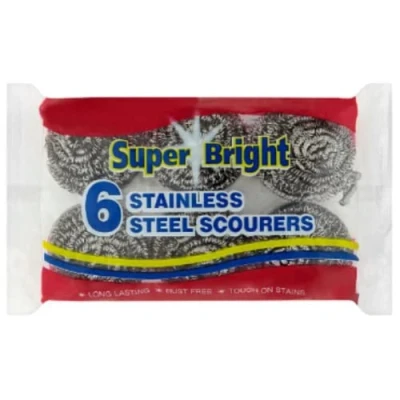 Image of Super Bright 6 Stainless Steel Scourers x Case of