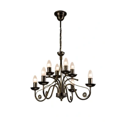 Image of Donato Chandeliers With Fabric Shades, Black, 8x E14
