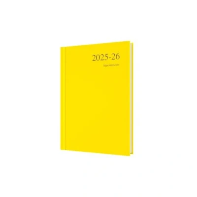 Image of Collins &#039;Essentials&#039; 12 Month Mid/Academic Year Planner, July 2025 2026 Day to Page Appointments Diary, A5 Hard Cover, Yellow