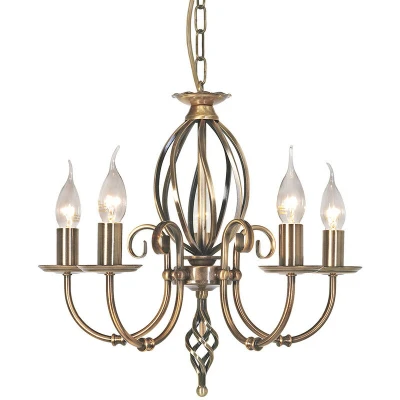 Image of Artisan 5 Light Chandelier Aged Brass Finish, E14