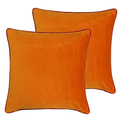 Image of Paoletti Meridian Twin Pack Polyester Filled Cushions, Clementine/Hot Pink, 55 x 55cm