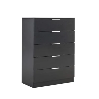 Image of Home Source Bedroom Chest of Drawers Clothing Storage Cabinet, 5 Drawers, Black