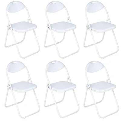 Image of Nyxi Set of 6 X Folding Chair Padded Paris Faux Leather Home Office Dining (6 Chairs, White)