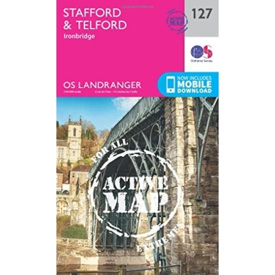 Image of Landranger Active 127 Stafford &amp; Telford, Ironbridge Map With Digital Version
