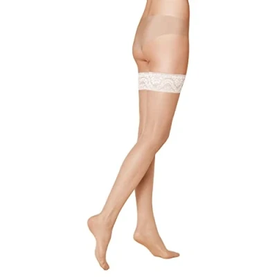 Image of KUNERT Women&#039;s MYSTIQUE 20 DEN Matt Fine Hold Up Stockings, Cashm Ivory 3460 (Cashm 3460), 7.5/8