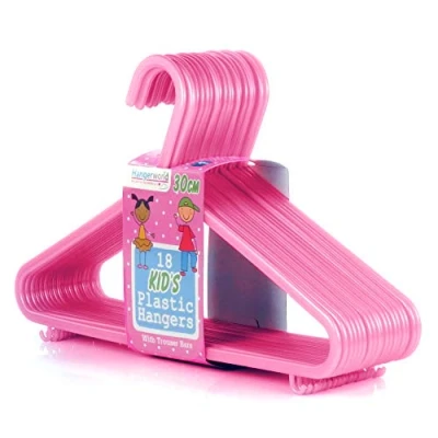 Image of Hangerworld 36 Pink Plastic 30cm Childrens Coat Clothes Garment Trouser Skirt Bar Baby Toddler Hangers.