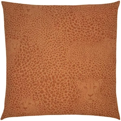 Image of furn. Hidden Cheetah Animal Feather Filled Cushion Orange Cotton One Size