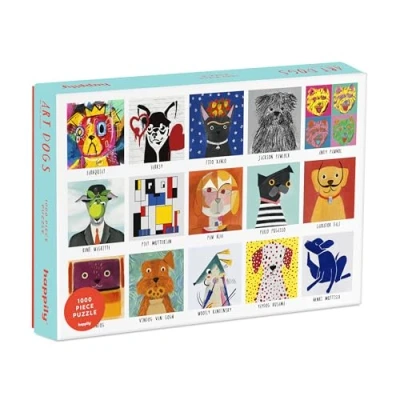 Image of Art Dogs 1000 Piece Jigsaw Puzzle for Adults Premium 100% Recycled Board Dog Lover Gift Happily Puzzles