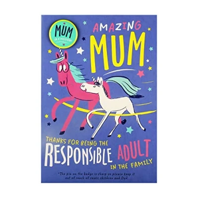 Image of Hallmark Mother&#039;s Day Card for Mum Neon Unicorn with &quot;Mum in a Million&quot; Badge