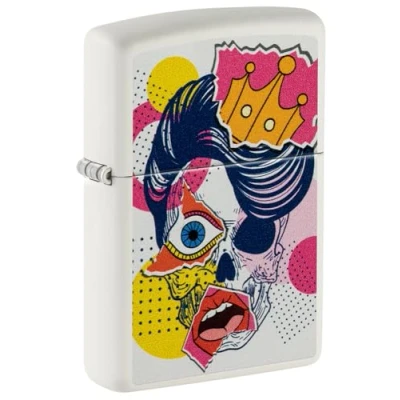 Image of Zippo Lighter, Metal, White Matte