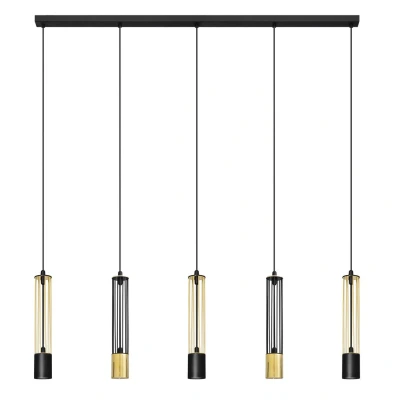Image of Bars Straight Bar Pendant Ceiling Light Black, Gold 120cm