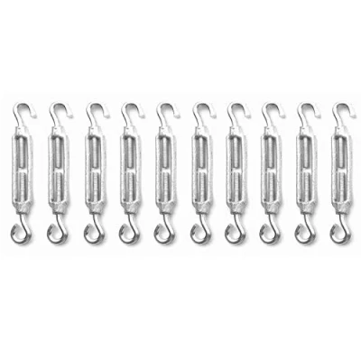 Image of Veda 10x Heavy Duty Galvanised Turnbuckle Strainer M5 Hook Eye Wire Tension Tensioner