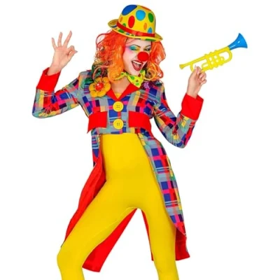 Image of Widmann 48402 Women&#039;s Clown Dress Costume, Circus, Carnival, Theme Party, Multicoloured, M
