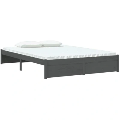 Image of vidaXL 810661 Bed Frame without Mattress Grey Solid Wood 140x190 cm