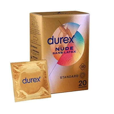 Image of Durex Nude Latex Free 20 Extra Lubricated Condoms Standard Size Suitable for Allergy sufferers