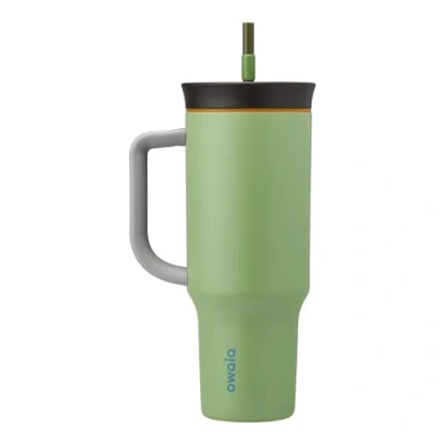 Image of Owala Stainless Steel Triple Layer Insulated Travel Tumbler with Spill Resistant Lid, Straw, and Carry Handle, BPA Free, 1.2L, Green (Brave Adventures)