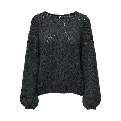 Image of ONLY Women&#039;s Onlnordic Life Ls O Neck KNT Noos Sweater, Dark Grey Blend, M