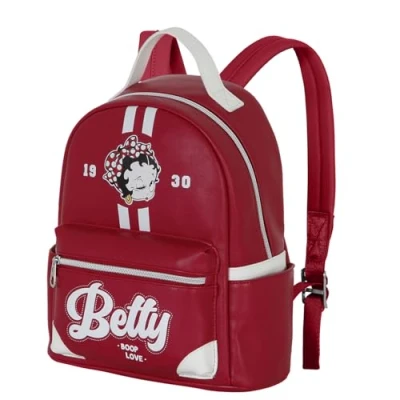 Image of Betty Boop Varsity Heady Backpack, Burgundy, 24.5 x 29 cm, Capacity 8 L