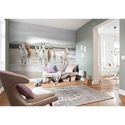 Image of Komar 8 986 368 x 254 cm White Horses Wallpaper Mural White/Off (Pack of 8)