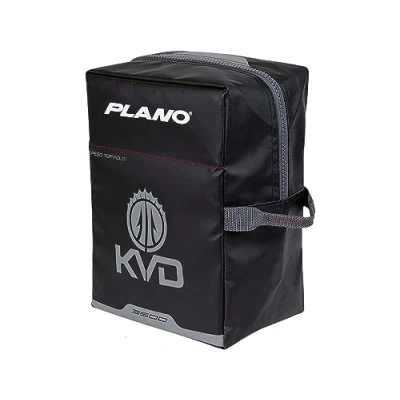 Image of Plano KVD Wormfile Signature Series 3600 Speedbag, Black TPE Coated Fabric with Red Interior and Accents, Premium Soft Fishing Bag, Tackle Storage for Baits &amp; Lures