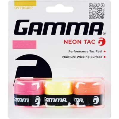 Image of GAMMA Sports Neon Tac Overgrip, Tacky Grip for Tennis, Pickleball, Squash, and Badminton Racquets, Assorted 3 Pack
